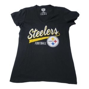NWT‎ Medium Pittsburgh Steelers NFL Team V-neck Football T-shirt Womens black